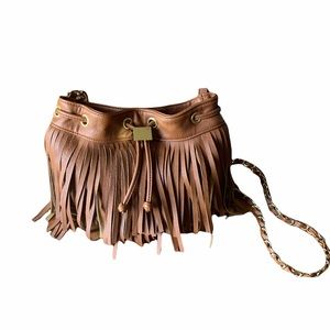 Olivia + Joy Fringe Bucket Bag - Brown